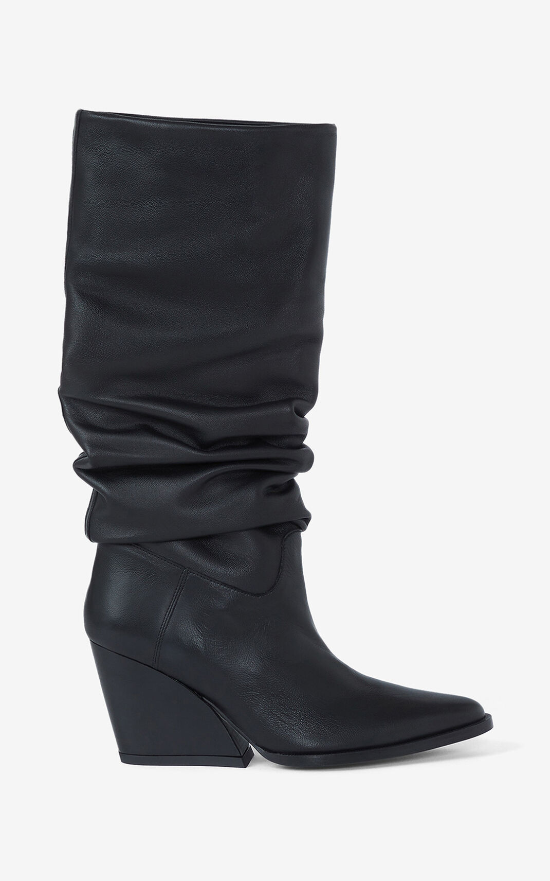 Kenzo Billow Altas heeled Cuero Botas Mujer Negras | 6587019-CI